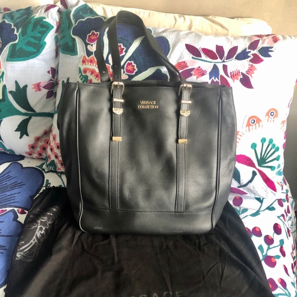 Versace Collection Black Leather Tote